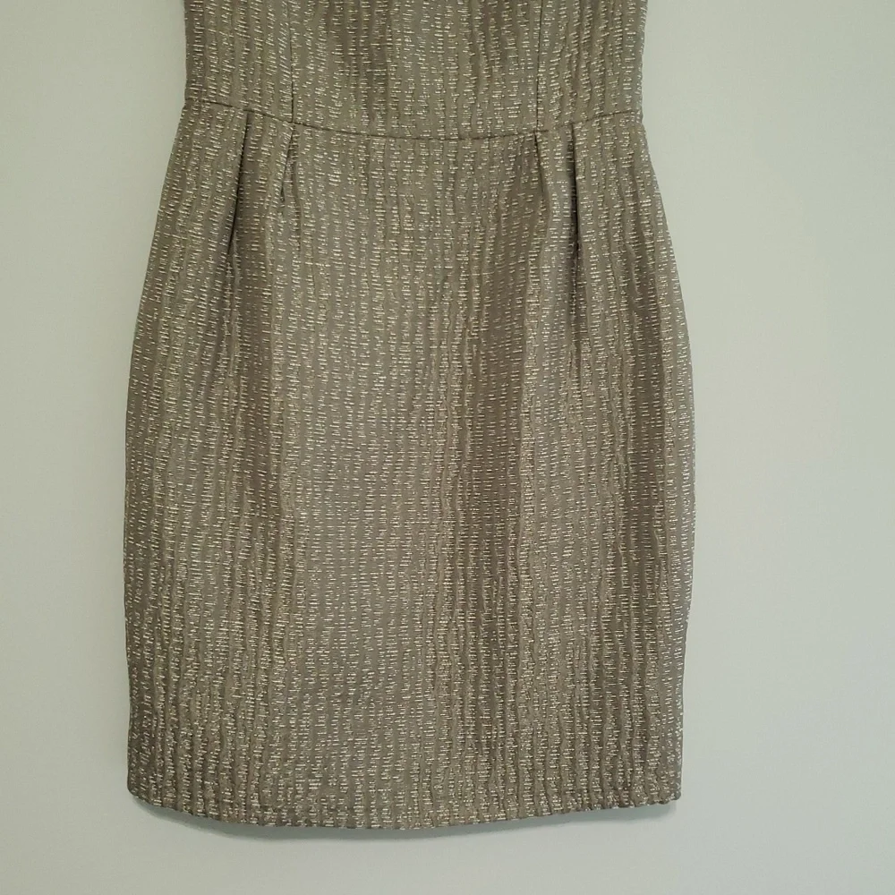 Helene Berman London Sheath Dress 10 Taupe V-Back Wedding Guest Cocktail Event